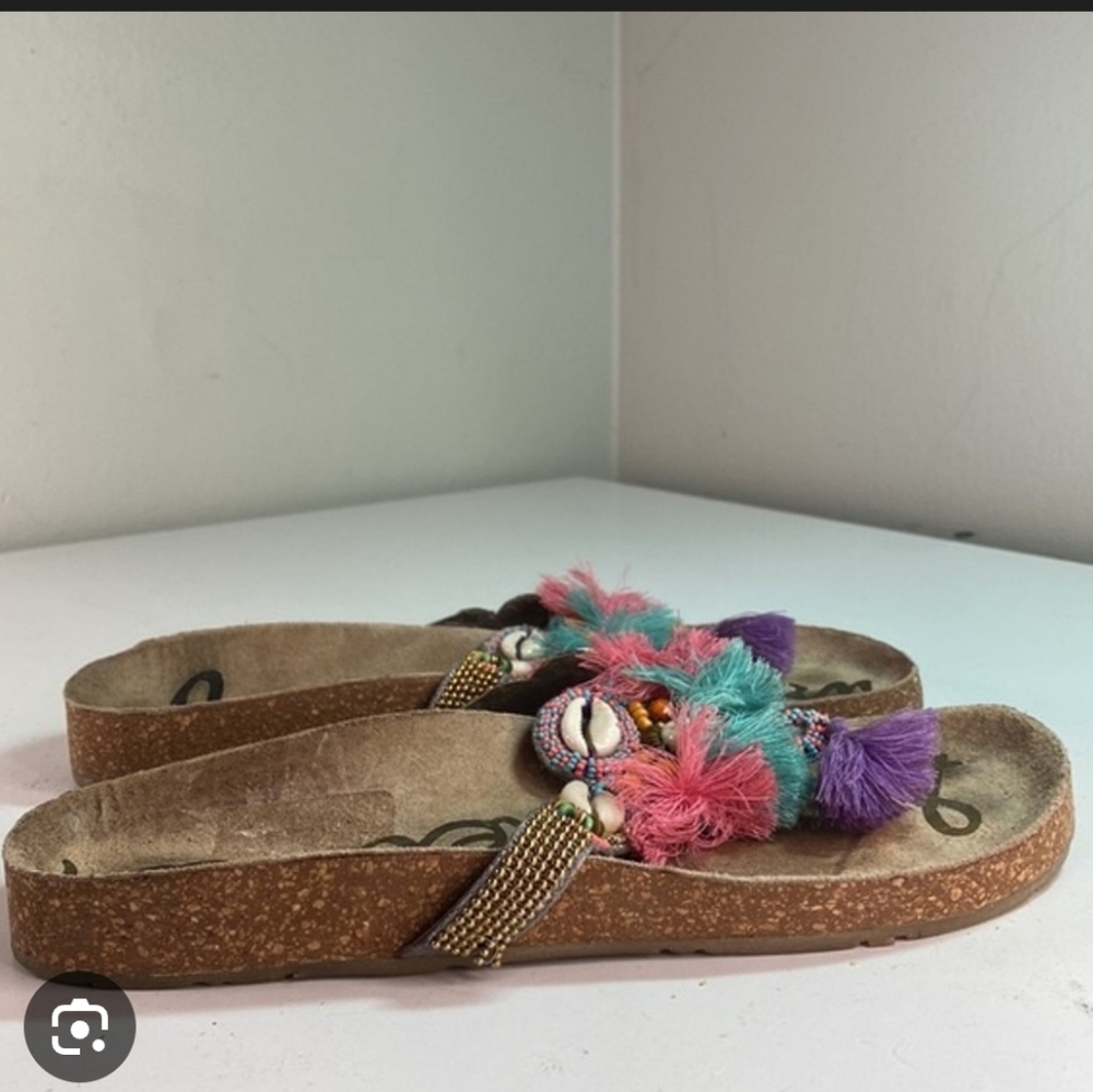 SAM EDELMAN Boho Seashell Thong Sandals - Size 6